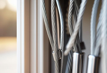 Detailed view of strong steel garage door cables highlighting quality repair and replacement services in Aliso Viejo