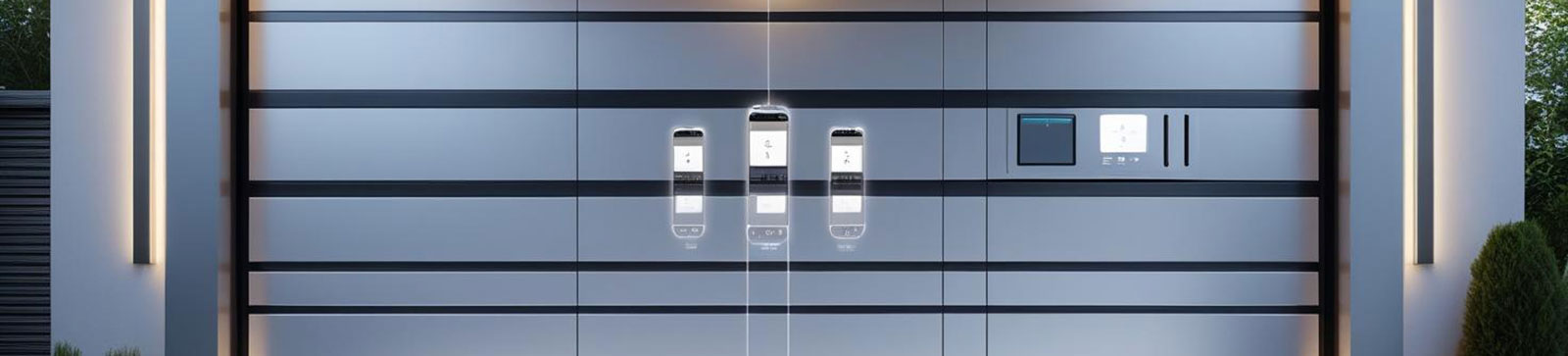 Modern smart garage door with integrated lighting, digital lock, and smartphone controls representing new technologies in garage doors for Aliso Viejo homes in 2025